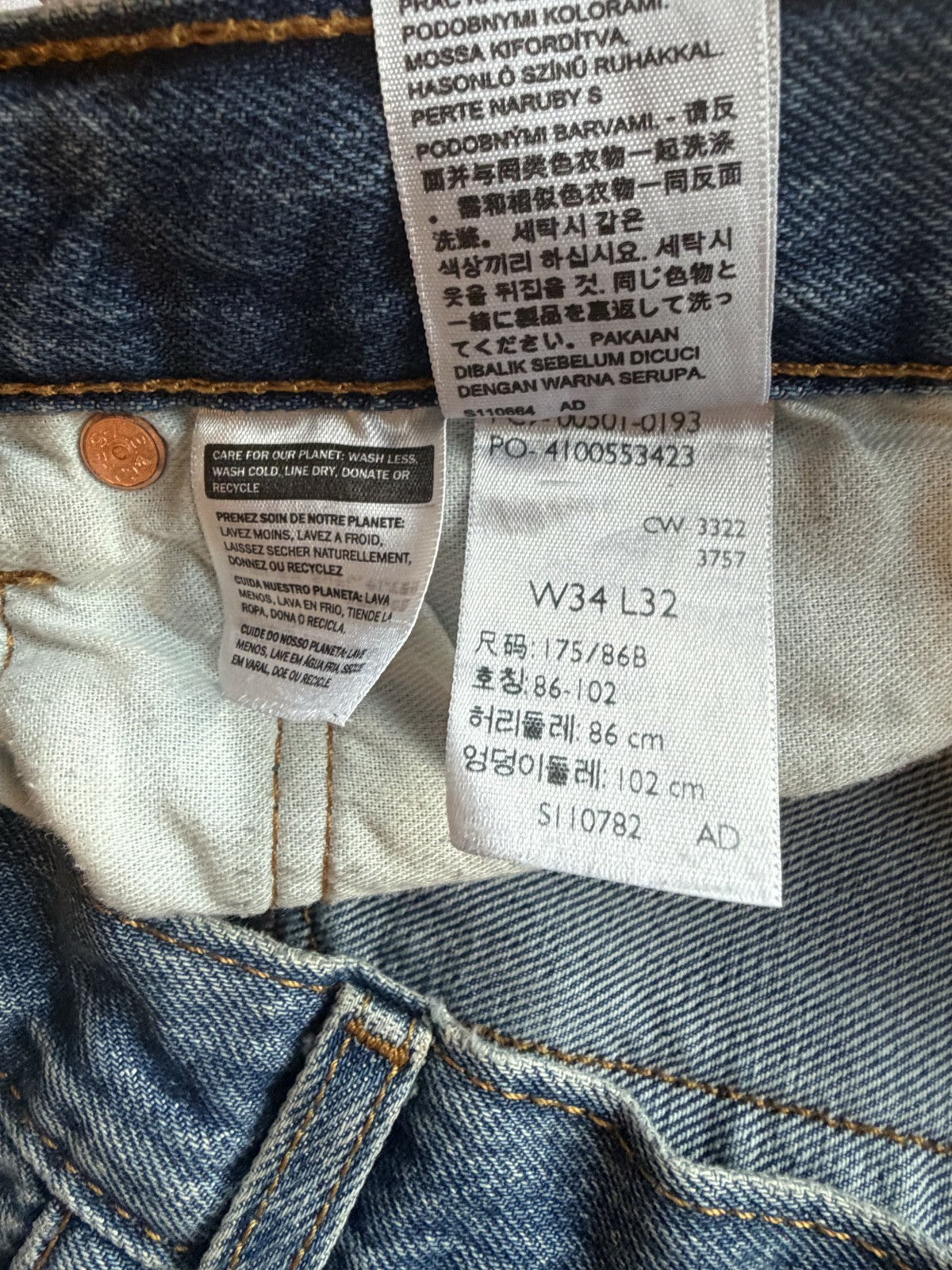Levi's 501 Custom Art Patch Denim Blue Jean's W34 L32