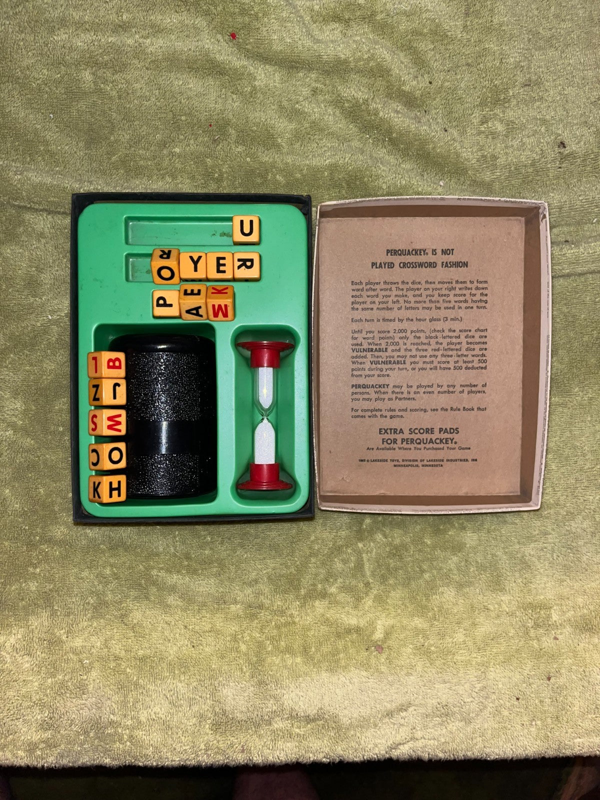 VINTAGE Perquackey The Different Word Game  Lakeside Industries 1969 Board Game