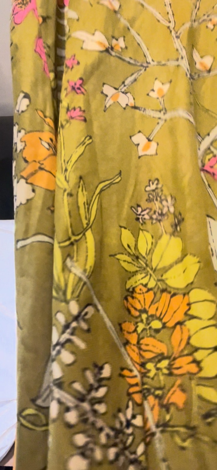 Vanity Fair  Avocado Green Floral 60s dress, See Photos For Measurements