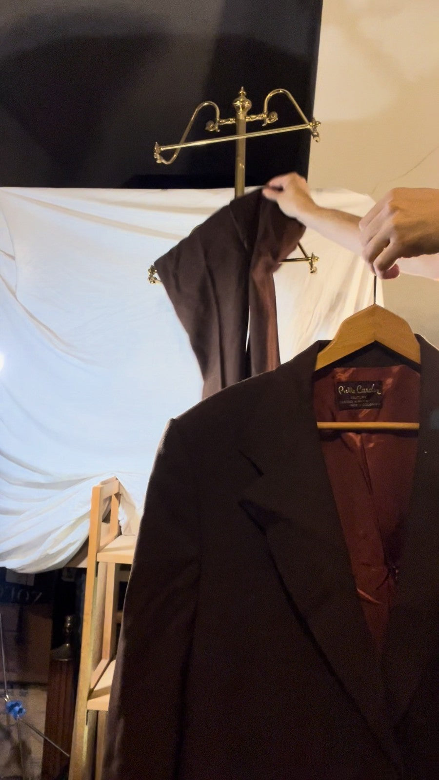 Vintage Pierre Cardin Couture Suit 42R Brown Textured 2‑Piece Suit 80s 90s
