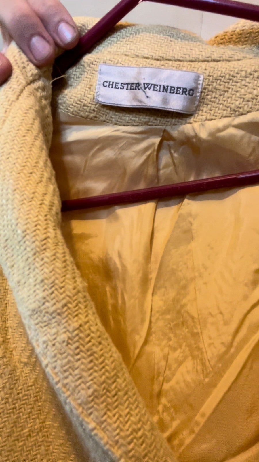 Vintage Chester Weinberg Yellow Textured Blazer 60s 70s Designer Jacket Women’s