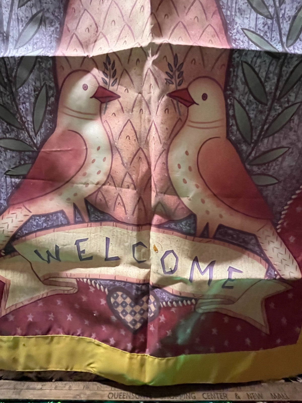Pineapple Welcome with birds Garden Flag 37" H × 29" W