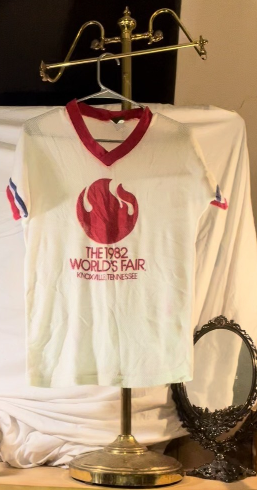 Rare 1982 World’s Fair V‑Neck Tee Stallion 42‑44 Single Stitch Vintage USA MADE