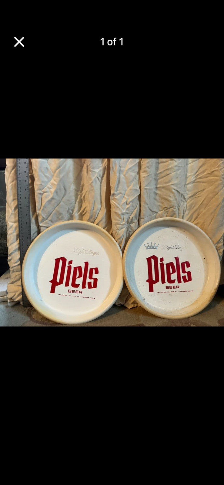 Pair OfVintage Piels Beer Light Lager Plastic Serving Tray ~ 1967 Piel Bros. Inc