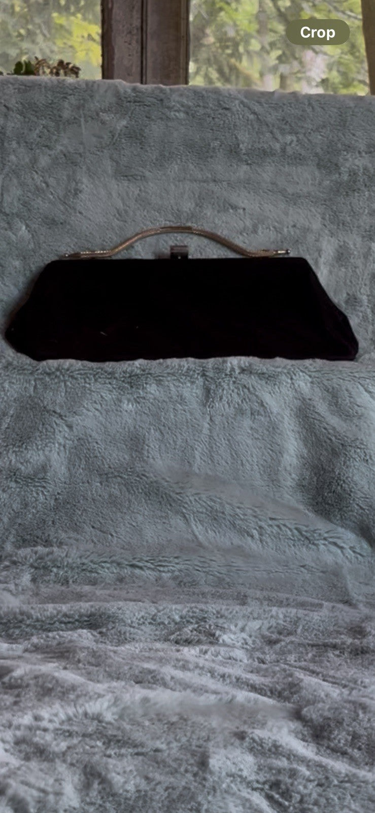 vintage Andé black satin clutch with a silver-tone Snake chain Design strap
