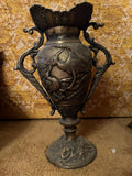 Art Nouveau Phoenix Double Handle Metal Vase 15 1/2”India