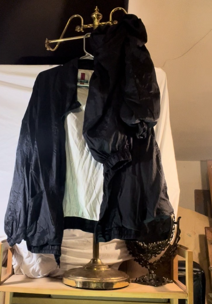 Vintage Y2K Active Exposure Nylon Track Suit 2‑Piece Black Jacket Pants Men’s 2X