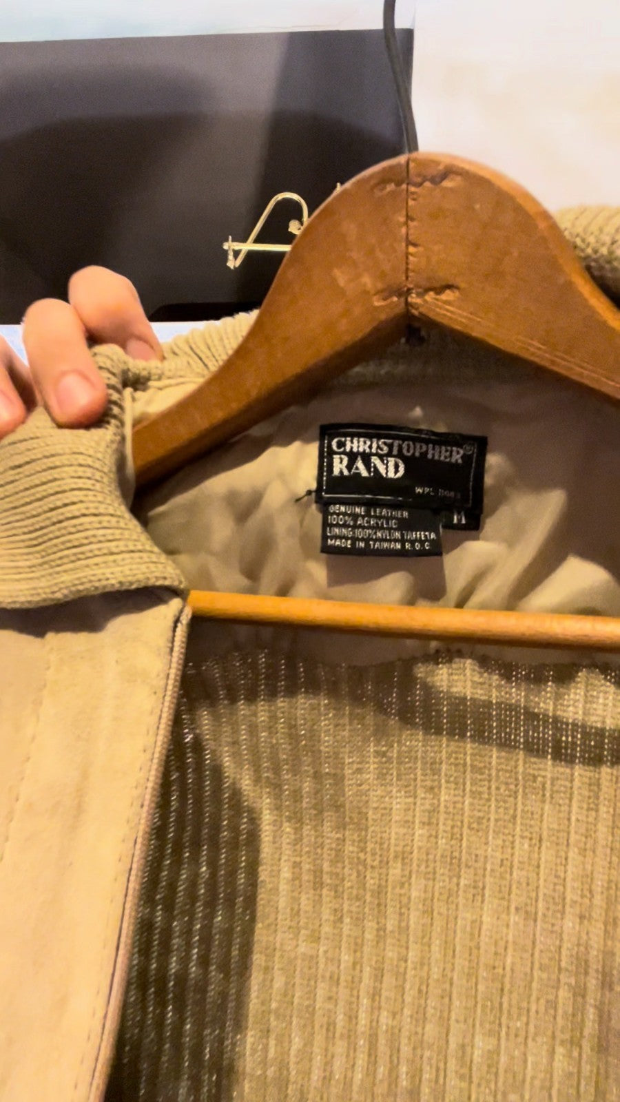 Vintage 80s Christopher Rand Suede Knit Bomber Jacket Tan Beige Medium
