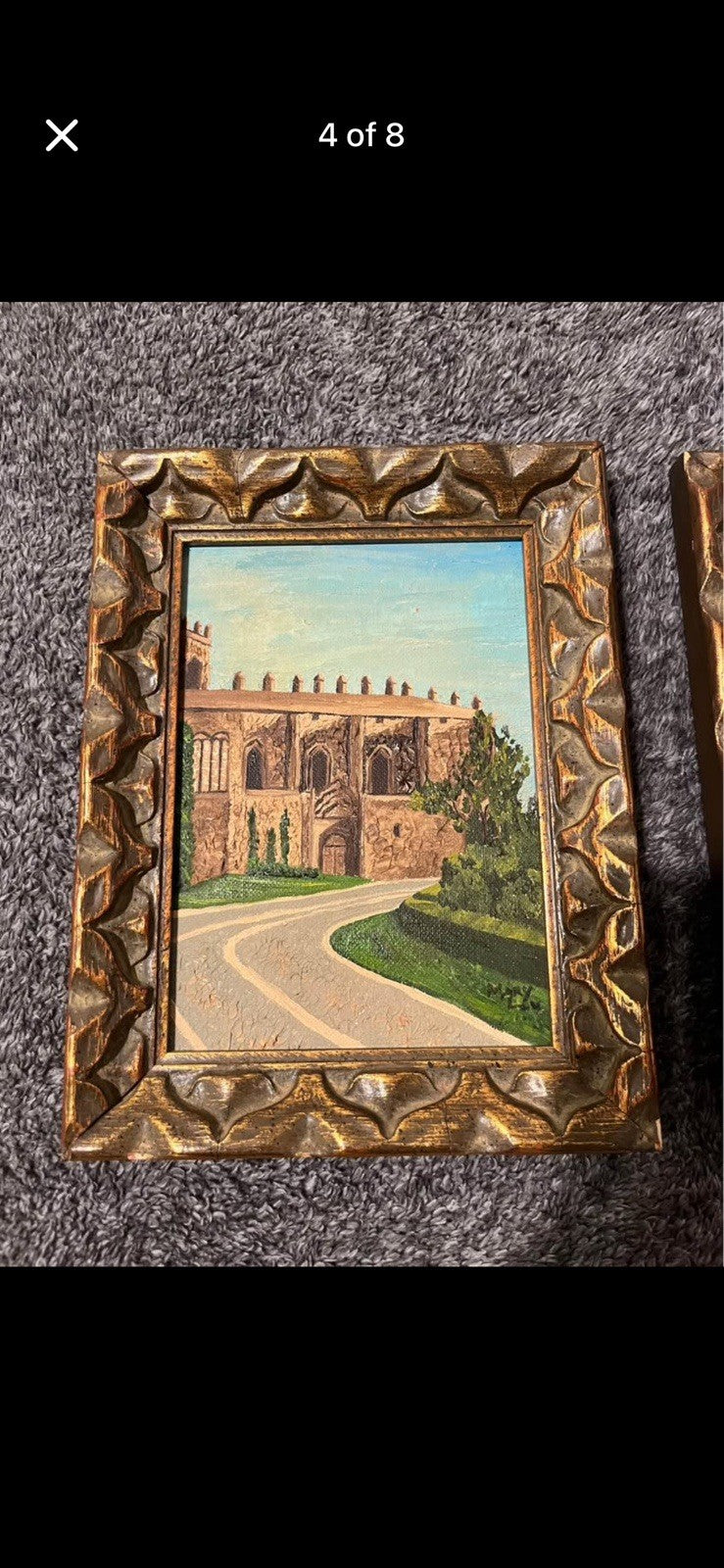 Vintage Mid‑Century Old World Architecture Oil Paintings  Set Of 4 Castle Spain