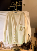 Vintage 80s Tarazzia Crest Cardigan Cream Gold Buttons Women’s M Hong Kong
