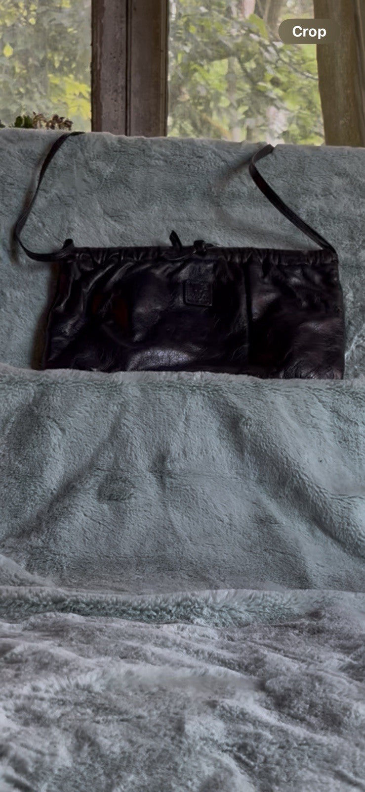 Anne Klein Black Leather Clutch Purse Calderon Vintage 80s