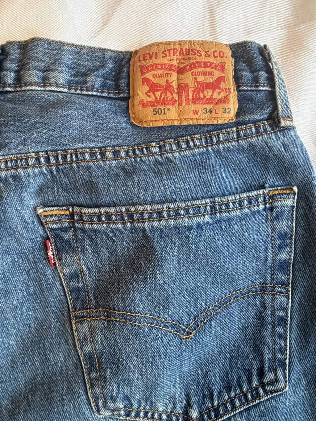 Levi's 501 Custom Art Patch Denim Blue Jean's W34 L32