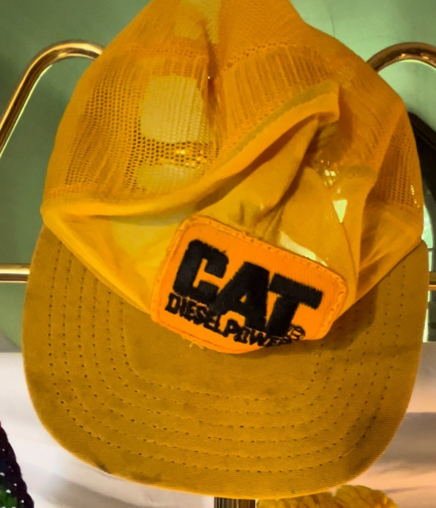 Vintage CAT Diesel Power Trucker Hat Yellow Mesh Snapback Patch 80s 90s Workwear
