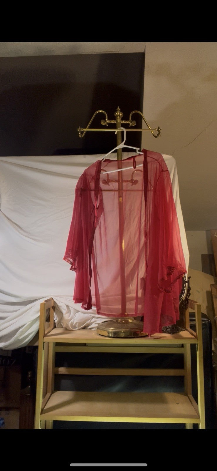 Vintage 60s Red Sheer Robe
