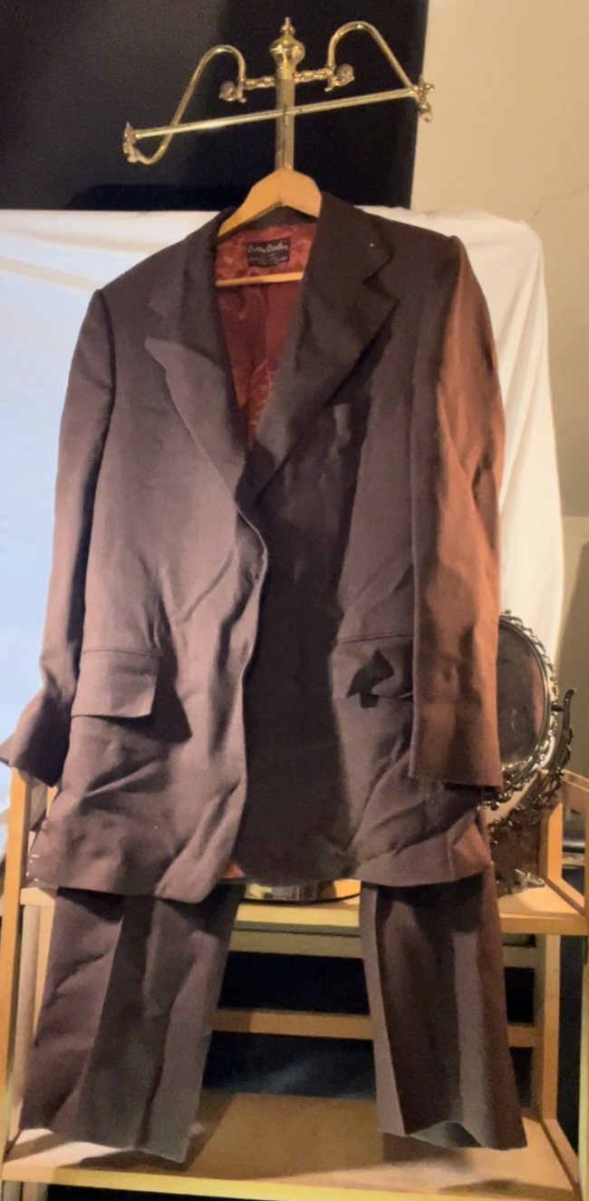 Vintage Pierre Cardin Couture Suit 42R Brown Textured 2‑Piece Suit 80s 90s