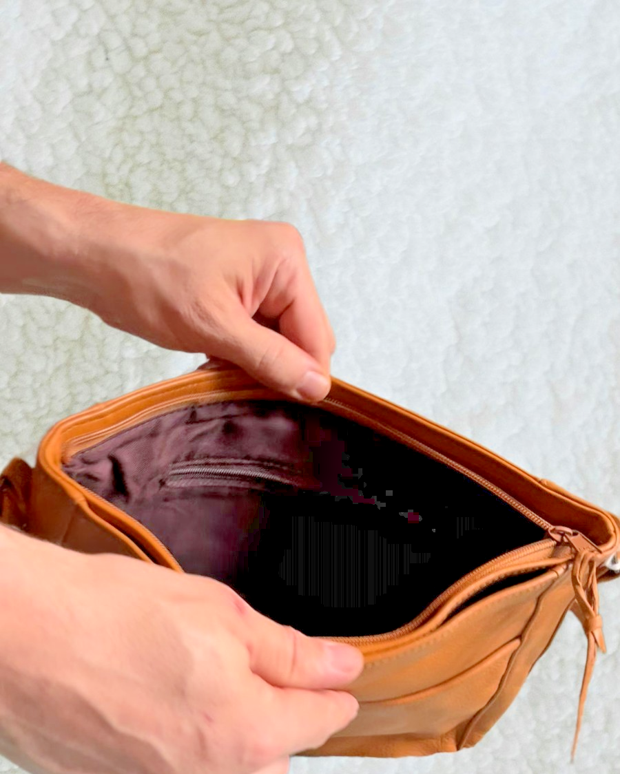 Vintage 1990s Brown Leather Crossbody Bag
