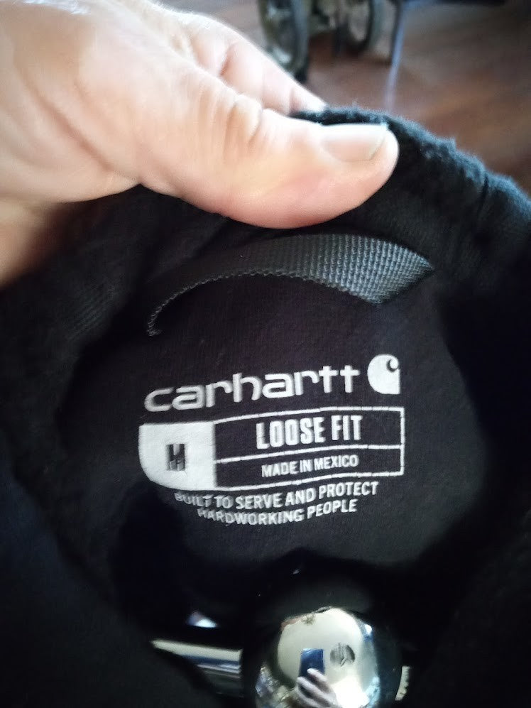 Carhartt Hoodie Medium — Loose Fit — Black — Big Logo Hooded Sweatshirt — Workwe
