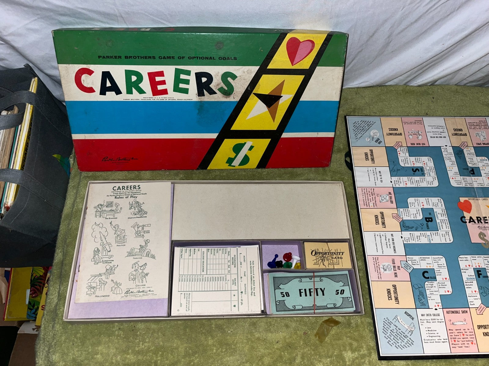 Vintage 1958 Careers Board Game by Parker Brothers Looks Complete
