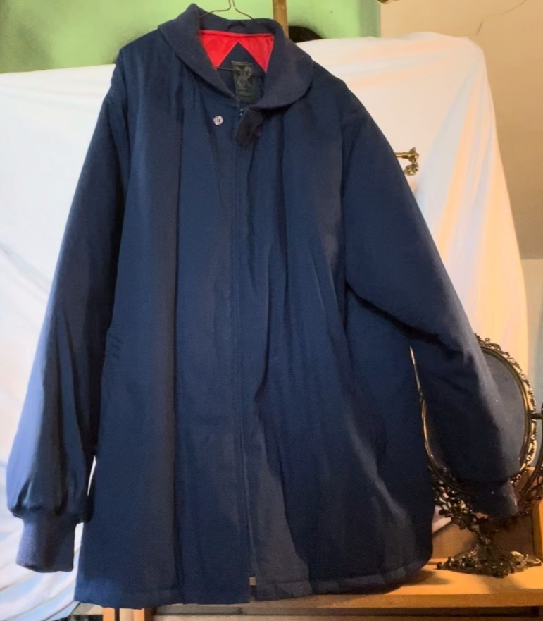 Vintage 1970s‑80s Haband Navy Bomber Jacket – Red Lining – Made in UAE