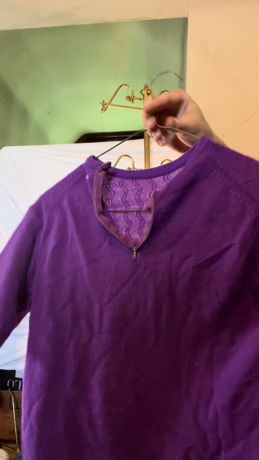 Vintage Purple Textured Knit Sweater Zigzag Pattern Unbranded 90s Y2K Women’s