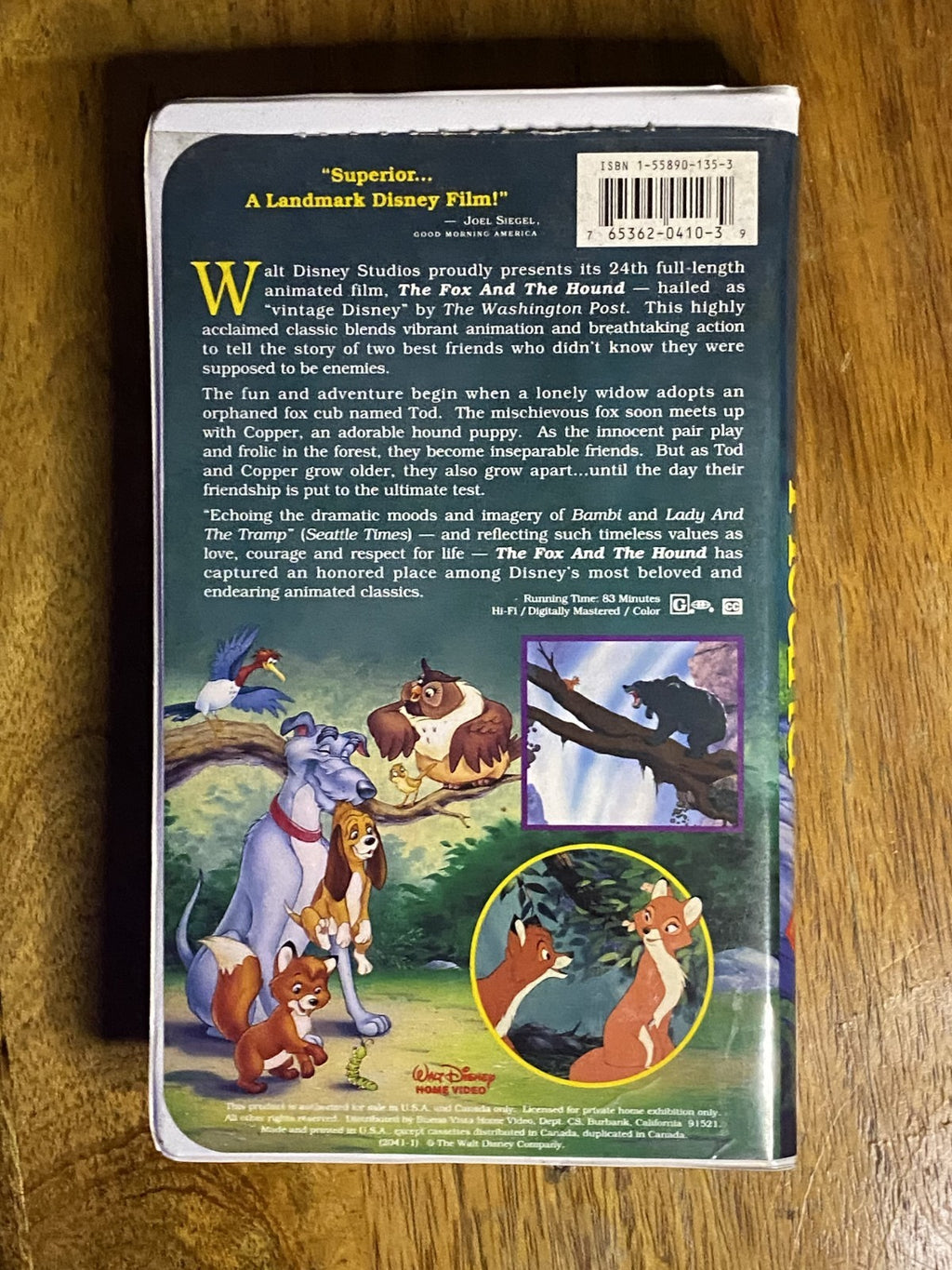 Walt Disney's The Fox and the Hound VHS Black Diamond Edition W Original Inserts