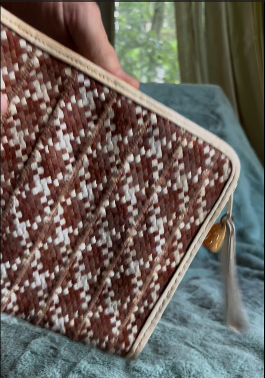 Nice Vintage 50s/60s MORRIS MOSKOWITZ Woven red white brown Leather PURSE