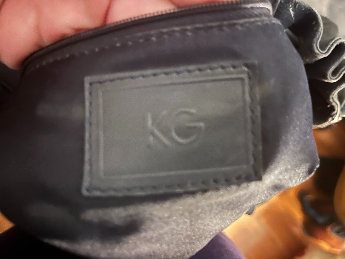 Vintage KG Dark Blue Genuine leather flower applique purse see video for color
