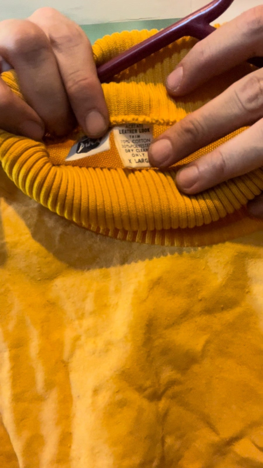 Vintage DUKA Registered Look Mustard Cotton Turtleneck Hong Kong XL 80s 90s
