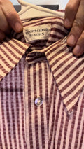Vintage Hochschild Kohn Long Shirt Brown Stripe Men’s XL 1970s Baltimore Store