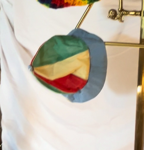 Vintage Multicolor Jester Hat Colorblock Panel Cap Festival Clown 80s 90s
