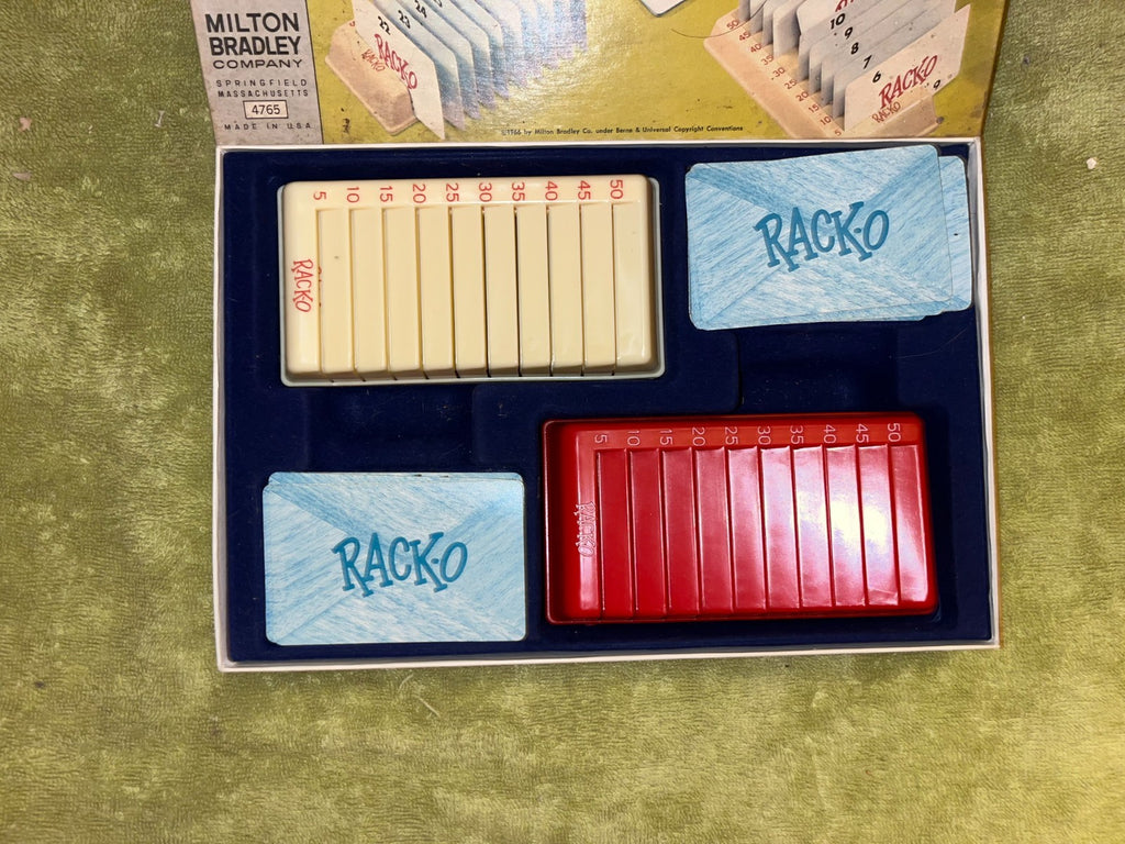 Vintage 1961 Milton Bradley Rack-O game, made in USA, missing 1 card
