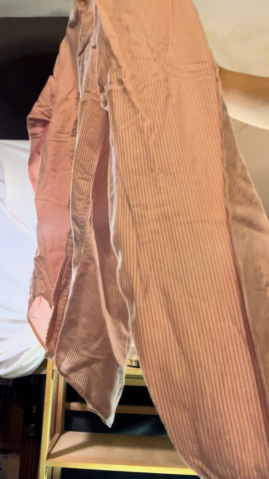 1980s Security Uniform Shirt Pink Stripe XL Distressed Film Costume Repurpose