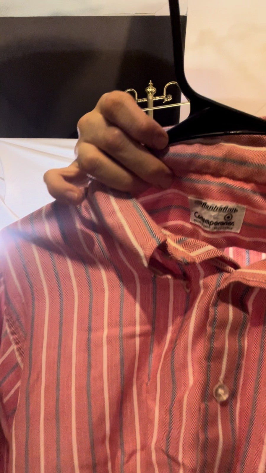 Vintage Manhattan Contemporaries Shirt Red Stripe 65/35 Men’s XL 1970s Classic