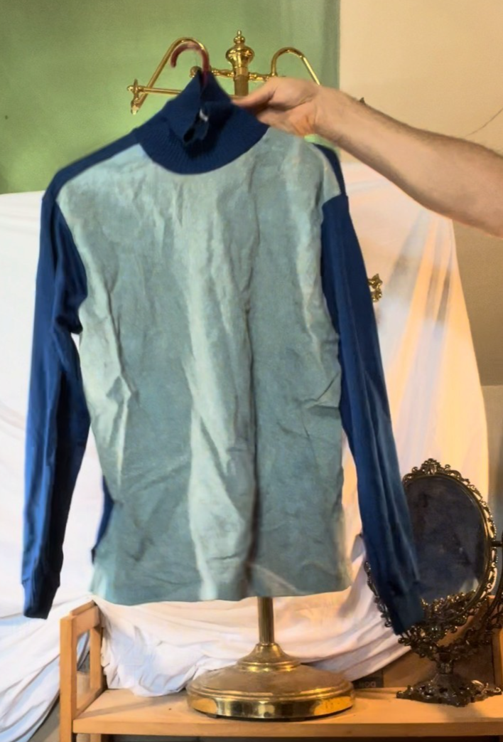Vintage 70s 80s DUCA Styled in Italy Mock Neck Knit Top Colorblock Unisex M