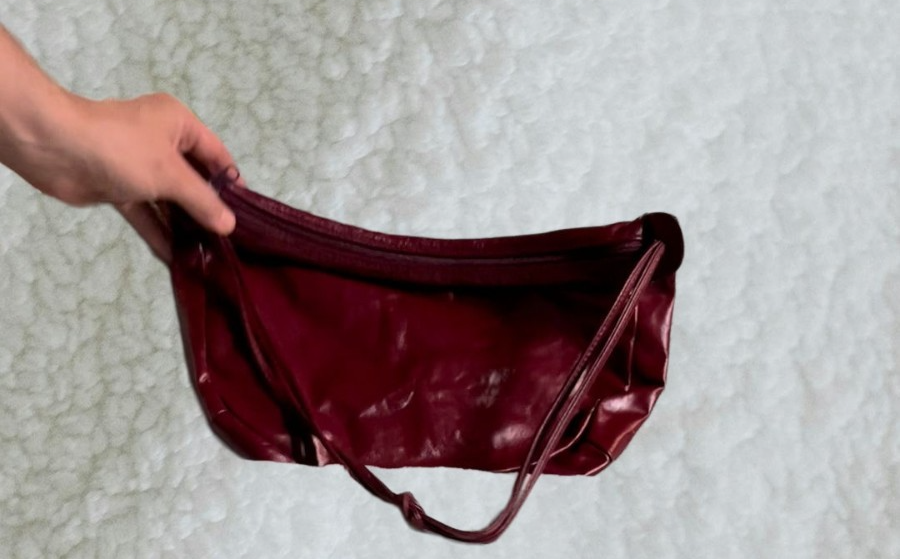 Vintage Burgundy Faux‑Leather Shoulder Bag — Slouchy 90s Style, Single Strap
