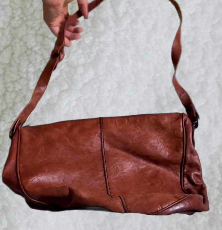 Handmade Artisan Vintage Italian Genuine Leather Shoulder Bag — Late 90s