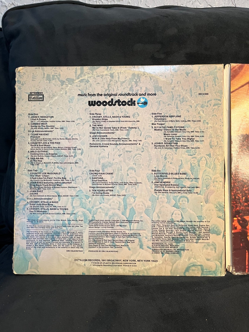 Woodstock Original Soundtrack Album 3 Vinyl Record Set LP Cotillion SD 3-500