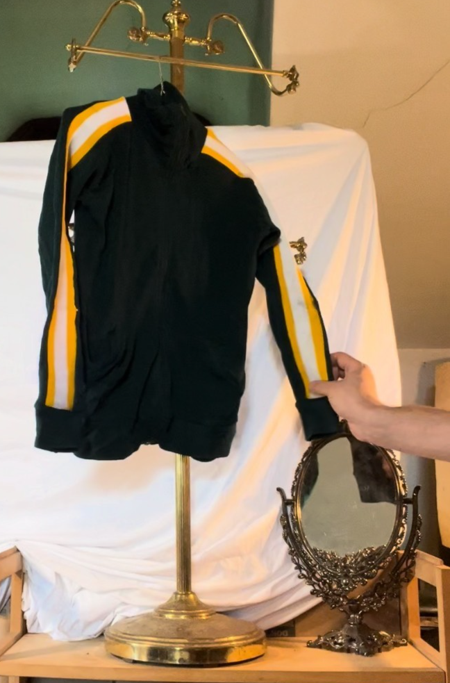 Vintage SCATS Track Jacket Green Yellow White Stripes 70s 80s Zip Up USA M
