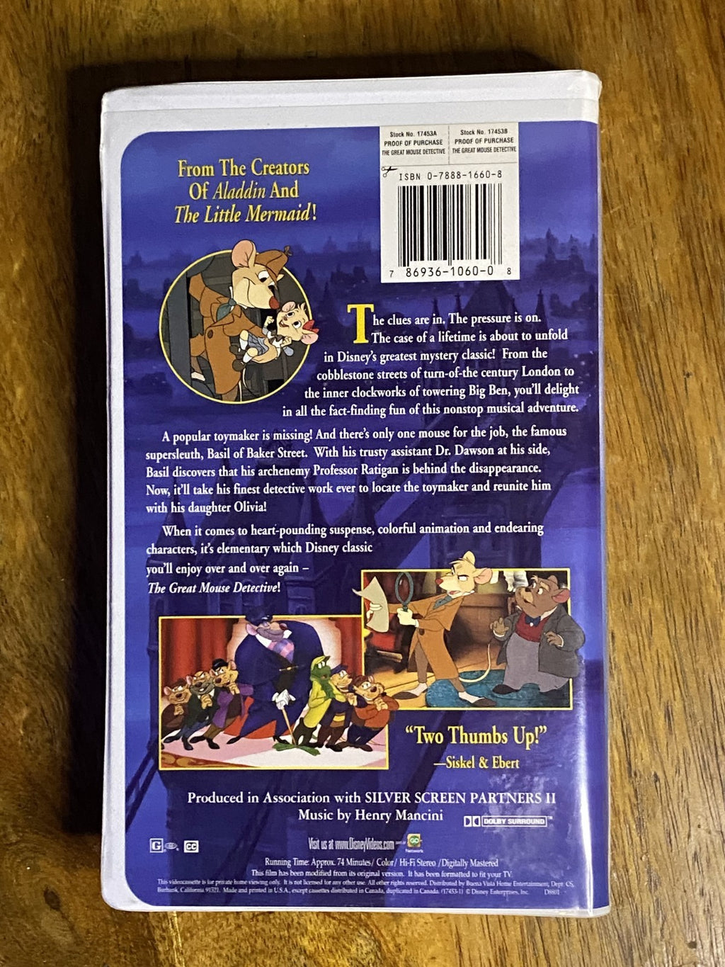 Walt Disneys The Adventures of the Great Mouse Detective VHS w/ Original Inserts