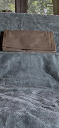 Vintage 70s Beige Leather Clutch Bag From Hong Kong Made In Hong