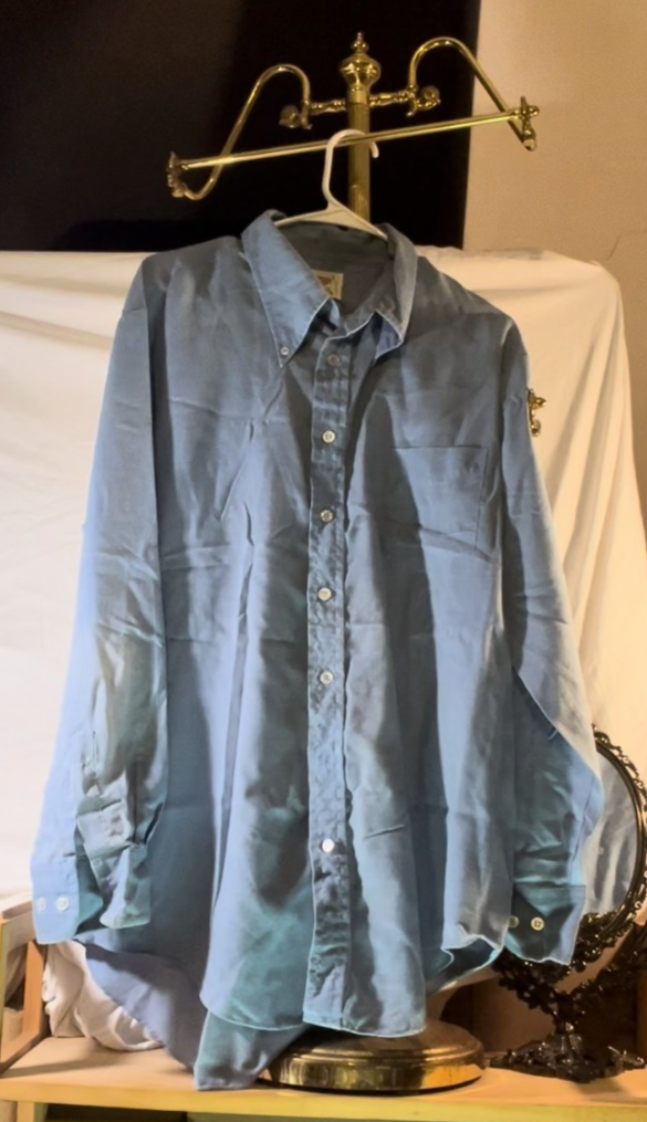 Vintage 1970s Dimension Shop Big Men Shirt Blue Long Sleeve 17.5 35/36 XL Tall