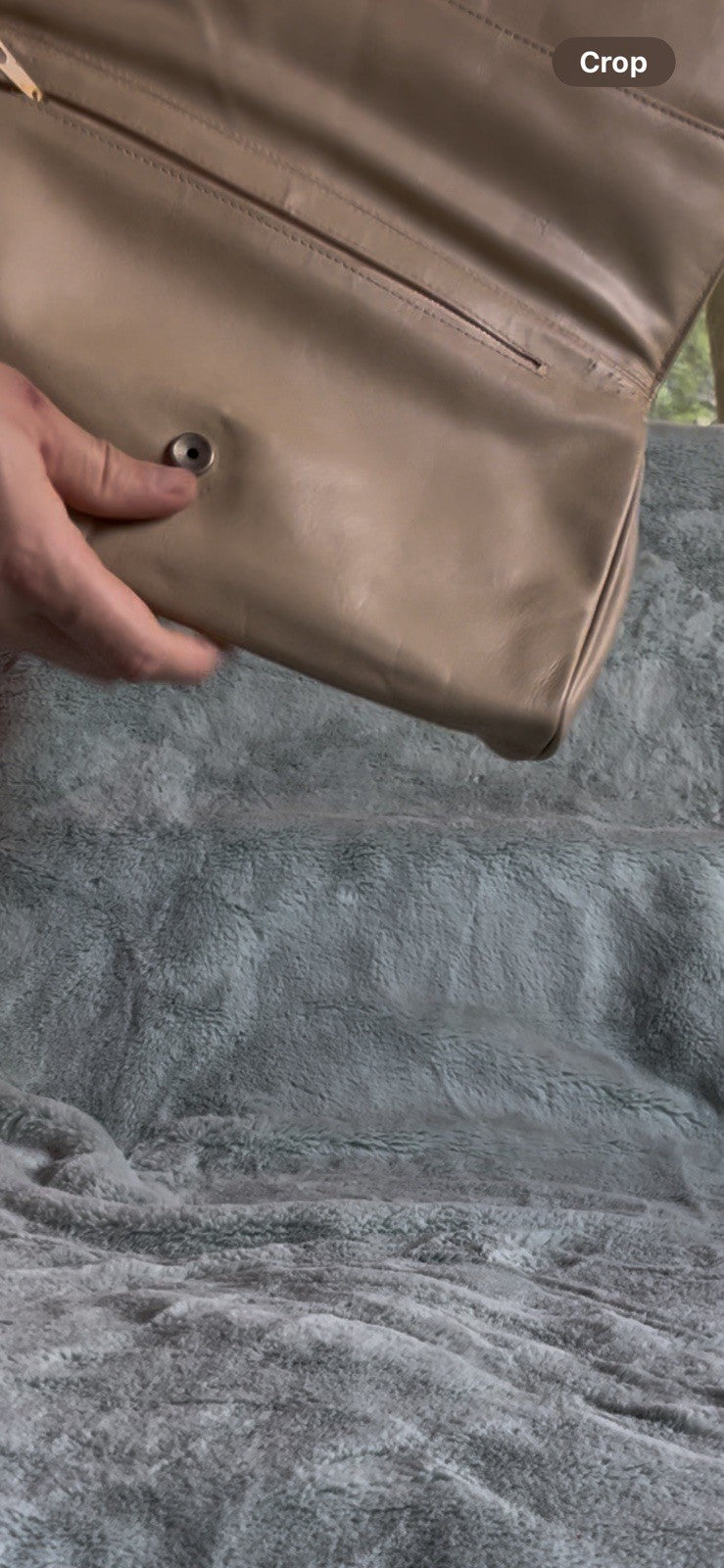 Vintage 70s Beige Leather Clutch Bag From Hong Kong Made In Hong