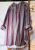 Vintage Four Seasons Purple Stripe Long Sleeve Shirt 90s Retro Casual Mens M