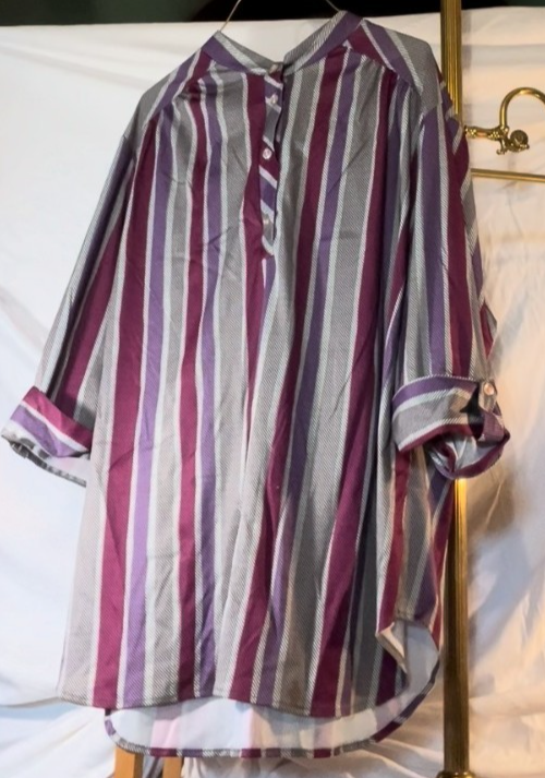Vintage Four Seasons Purple Stripe Long Sleeve Shirt 90s Retro Casual Mens M