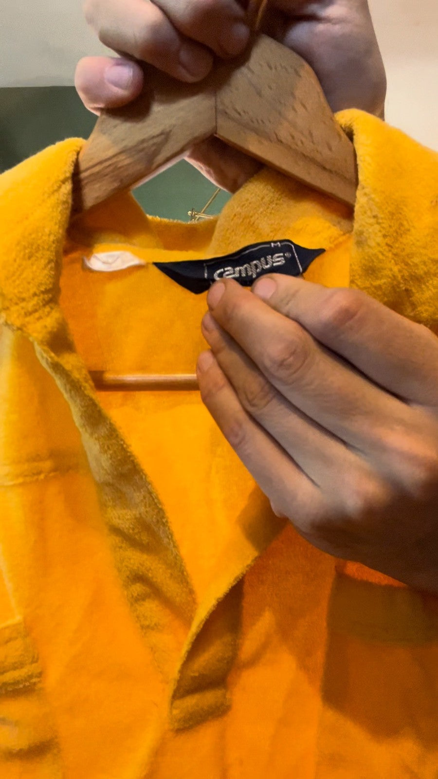 Vintage CAMPUS Yellow Fleece Short Sleeve Shirt Utility Pockets 80s 90s M
