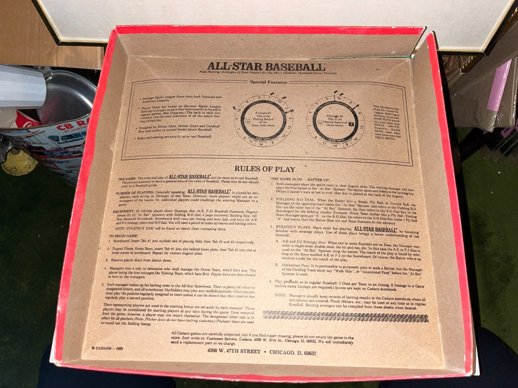 Vintage 1989 MLB All-Star Baseball Game Cadaco No. 283 COMPLETE 62 Player Discs