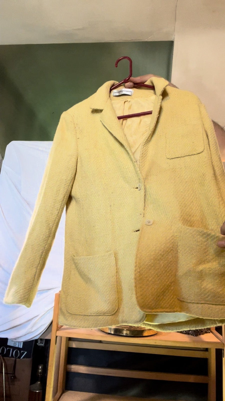 Vintage Chester Weinberg Yellow Textured Blazer 60s 70s Designer Jacket Women’s