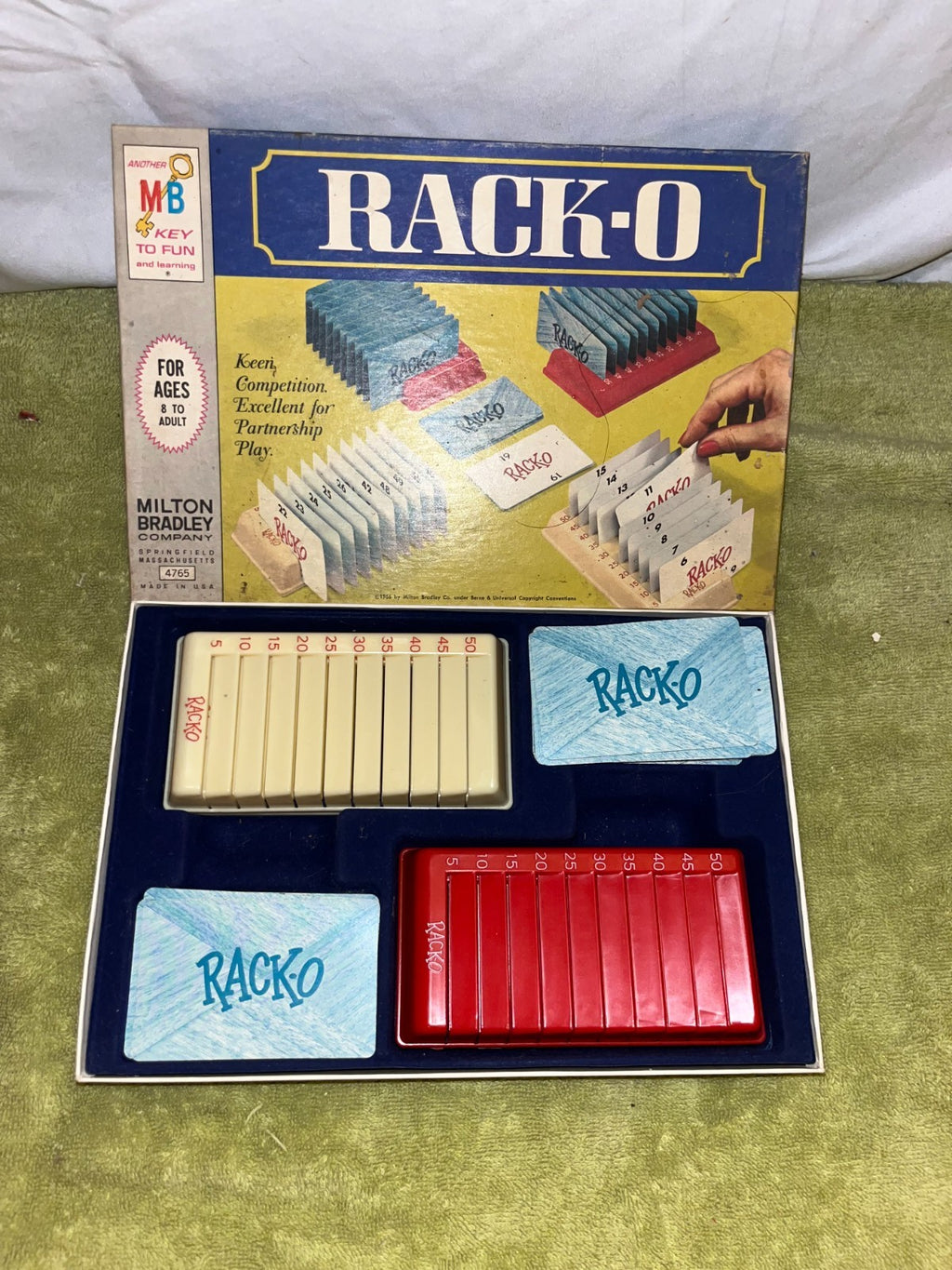 Vintage 1961 Milton Bradley Rack-O game, made in USA, missing 1 card