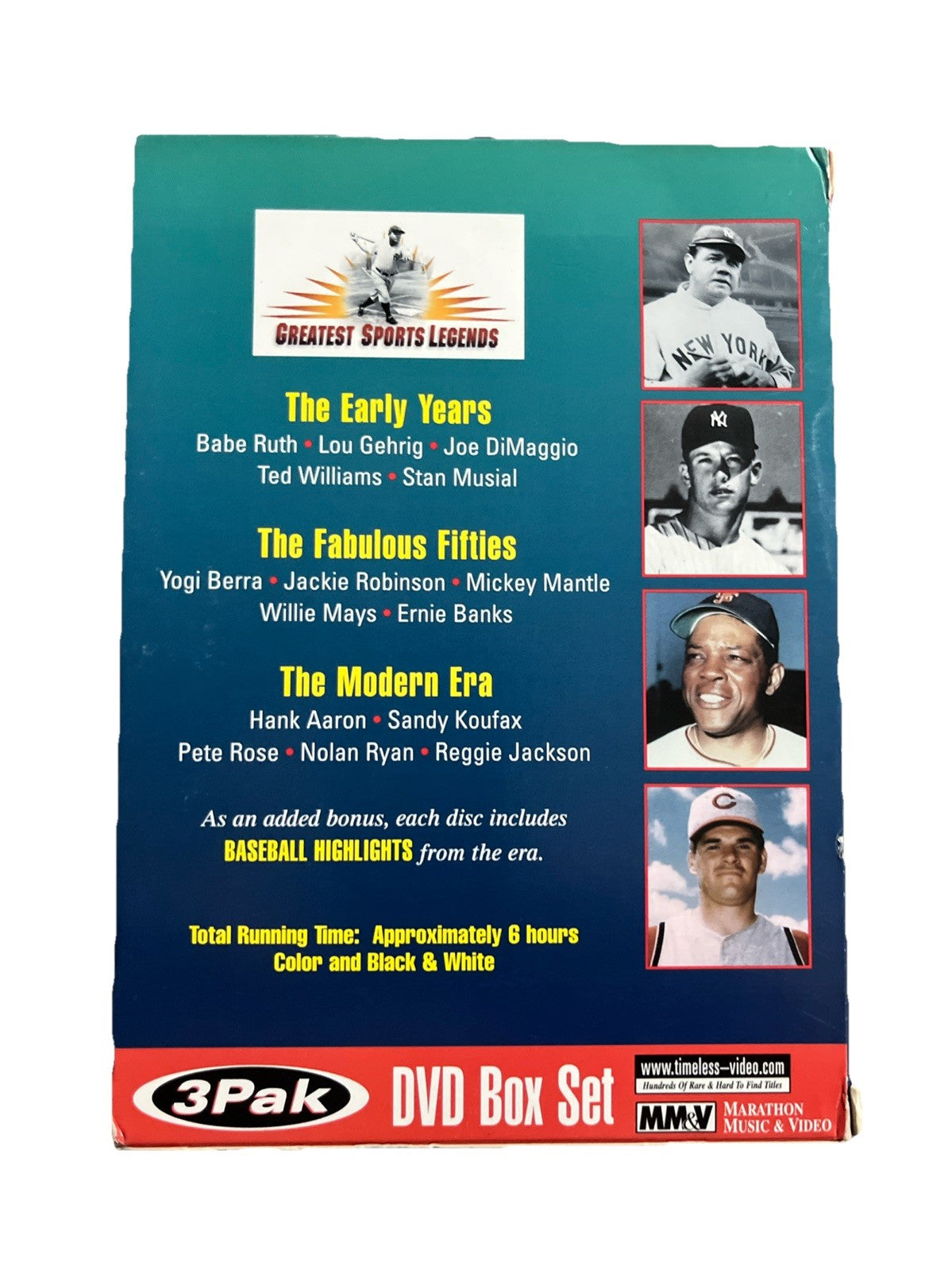 GREATEST SPORTS LEGENDS BASEBALL 3 DVD BOX SET-PROFILES OF 15 GREAT LEGENDS ⚾️