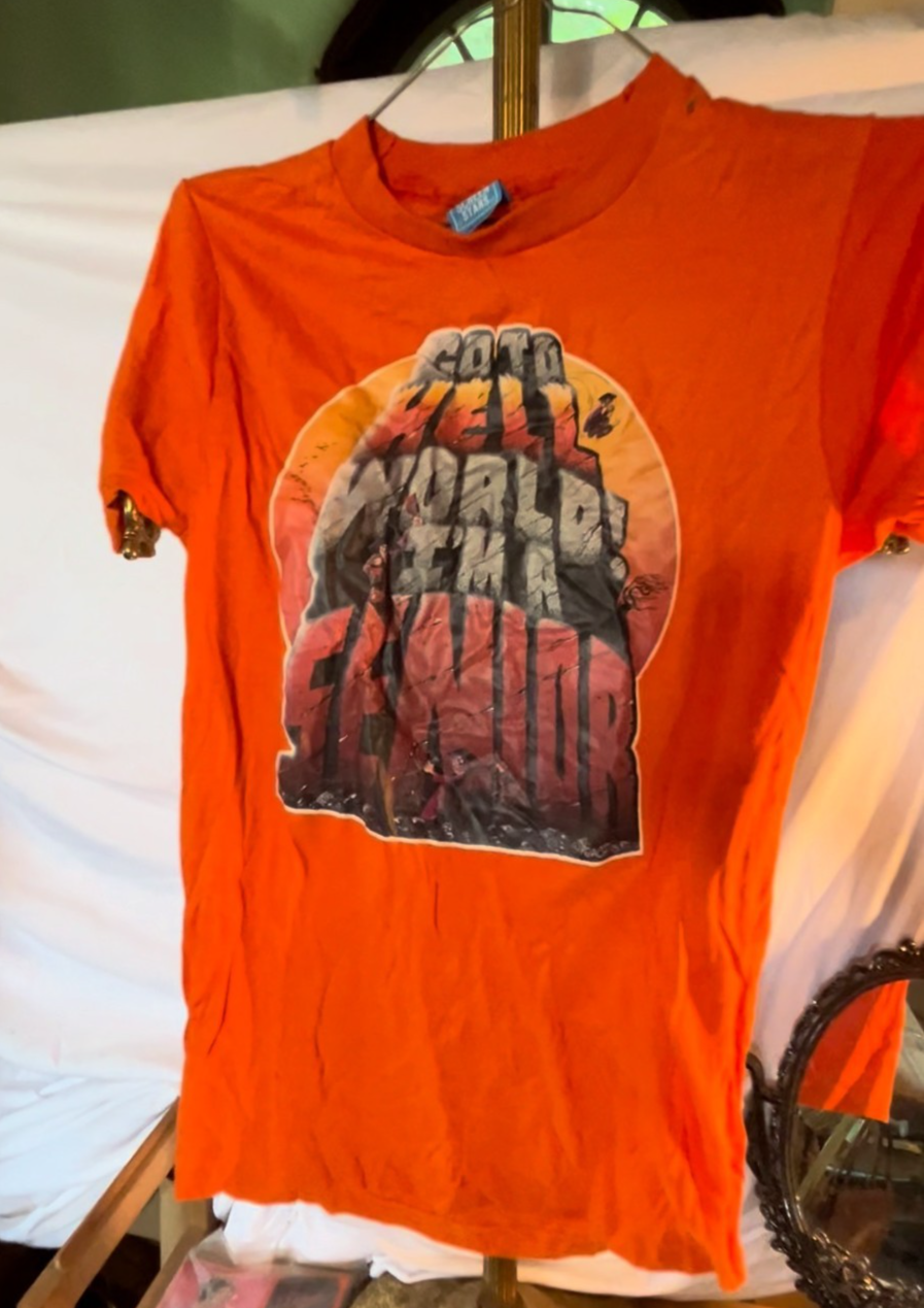 Vintage 80s Screen Stars Go To Hell World I’m A Senior Tee Orange 50/50 USA